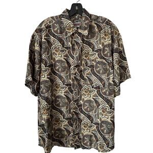 Vintage 90’s Rinnovato By Nak Button Up Shirt Mens Black Silk Paisley Casual